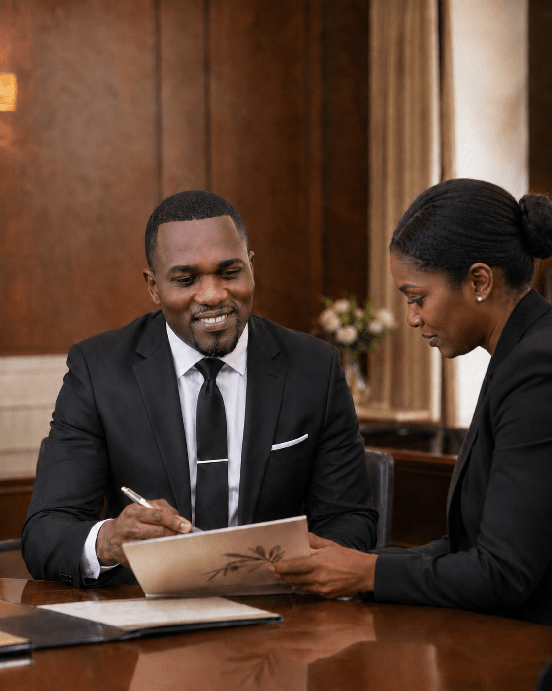 Dr. Kishford Frank coordinating with a funeral-home professional